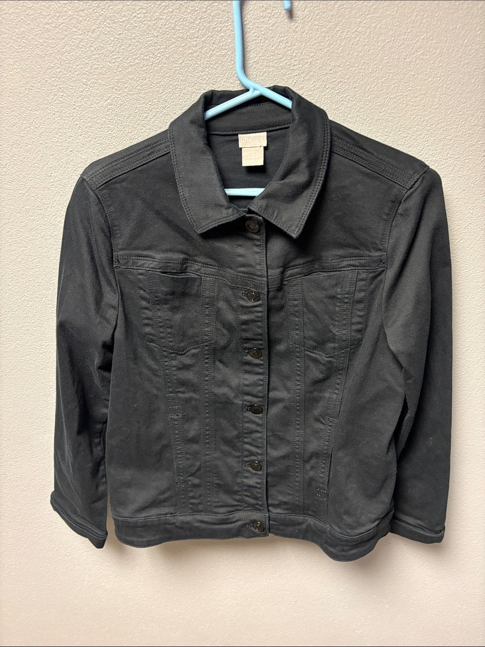 Chico's Black Button-Front Jean Jacket